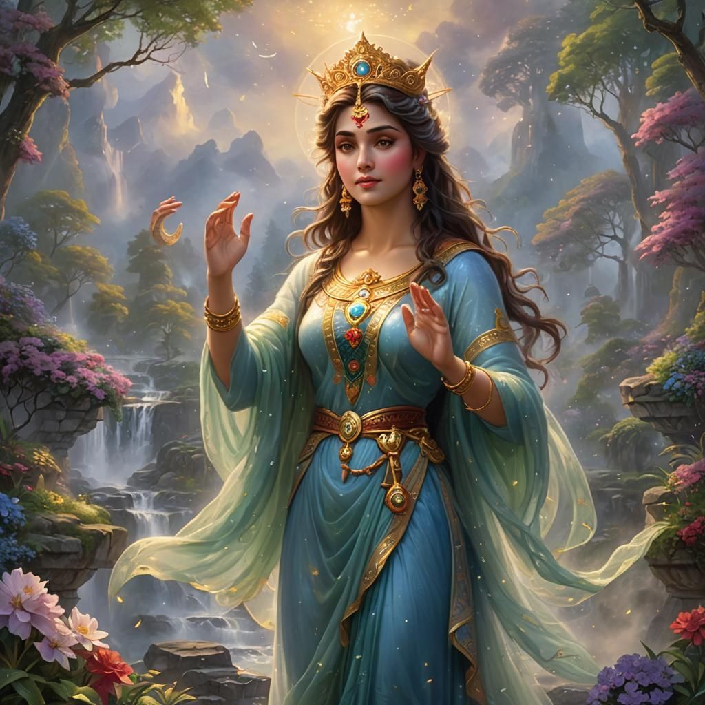 Ethereal Goddess in a Hyperdetailed Fantasy Scene