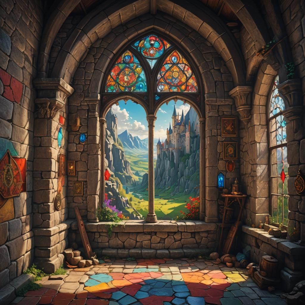 Colorful Medieval Lair with Epic Landscape View