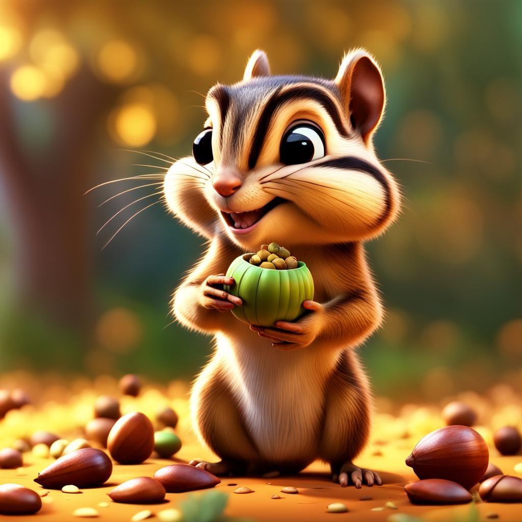 Eastern Chipmunk Chow Down: Pixar-Style 3D Art