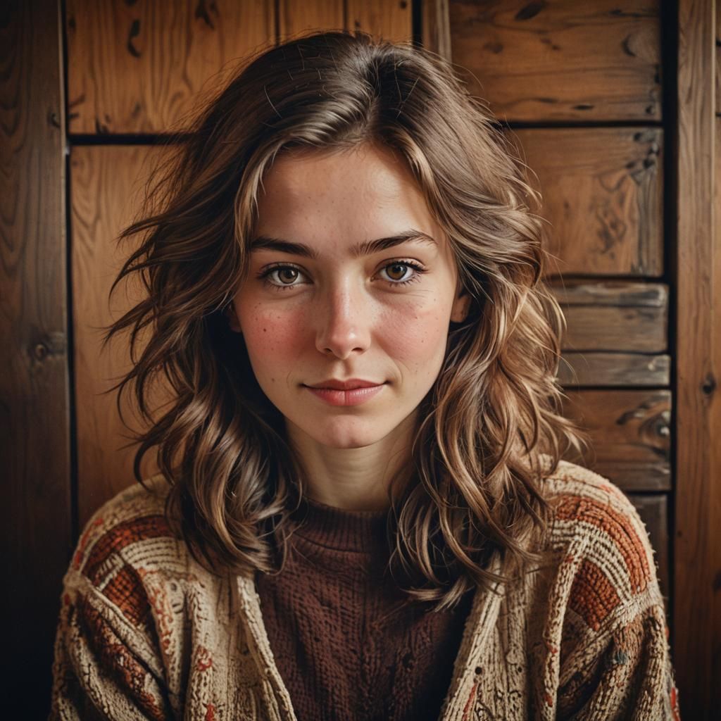 70s Natural Beauty Portrait in Hyperrealism