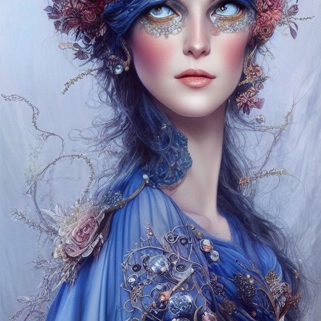 Sapphire Jewel: Woman in Chiffon Dress