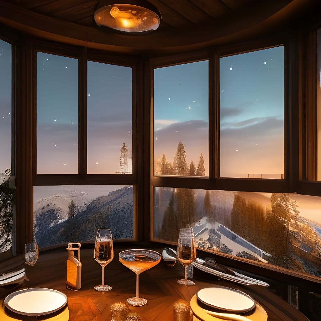 Cozy Medieval Cafe Under Starry Night Sky