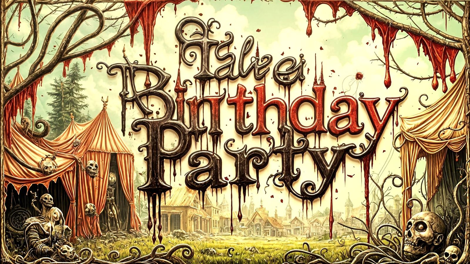 Scary Horror Illustration: The Birthday Party