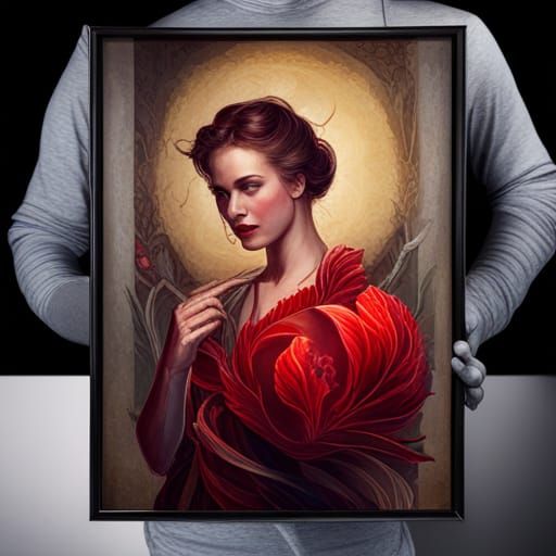 Crimson Tulip Bouquet Portrait in Gothic Style