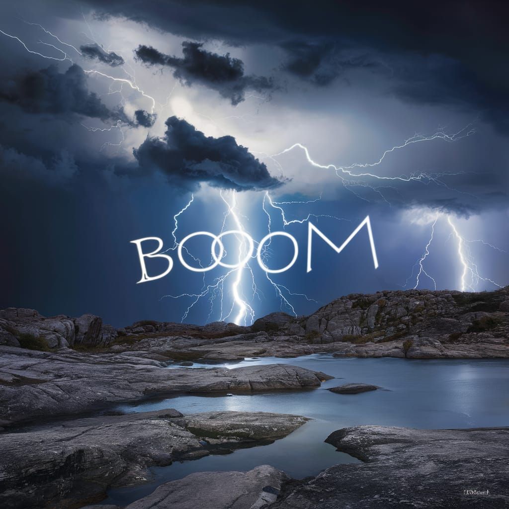 Spectacular Thunderstorm Landscape with Lightning Message