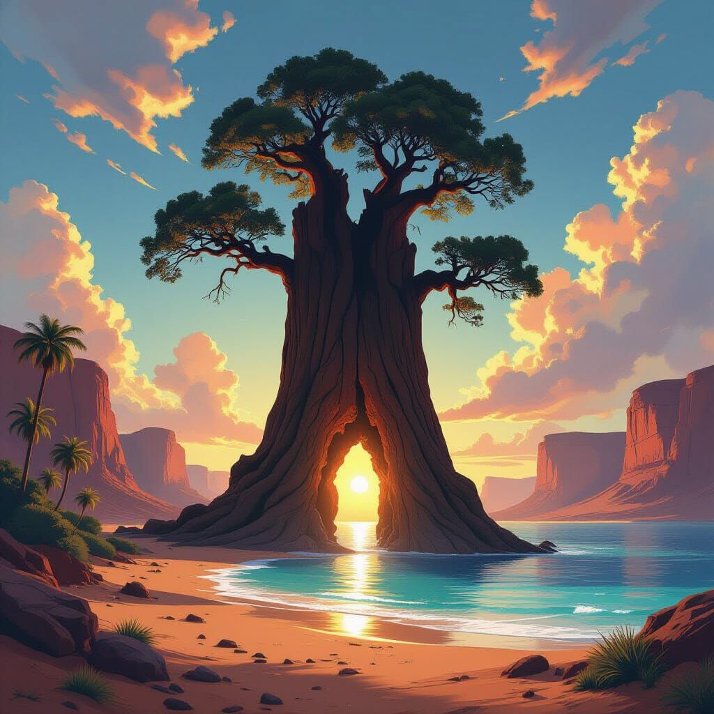 Ancient Redwood Divides Paradise and Martian Wasteland