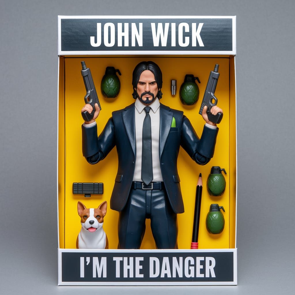 Action Figure John Wick Collectible with Dog