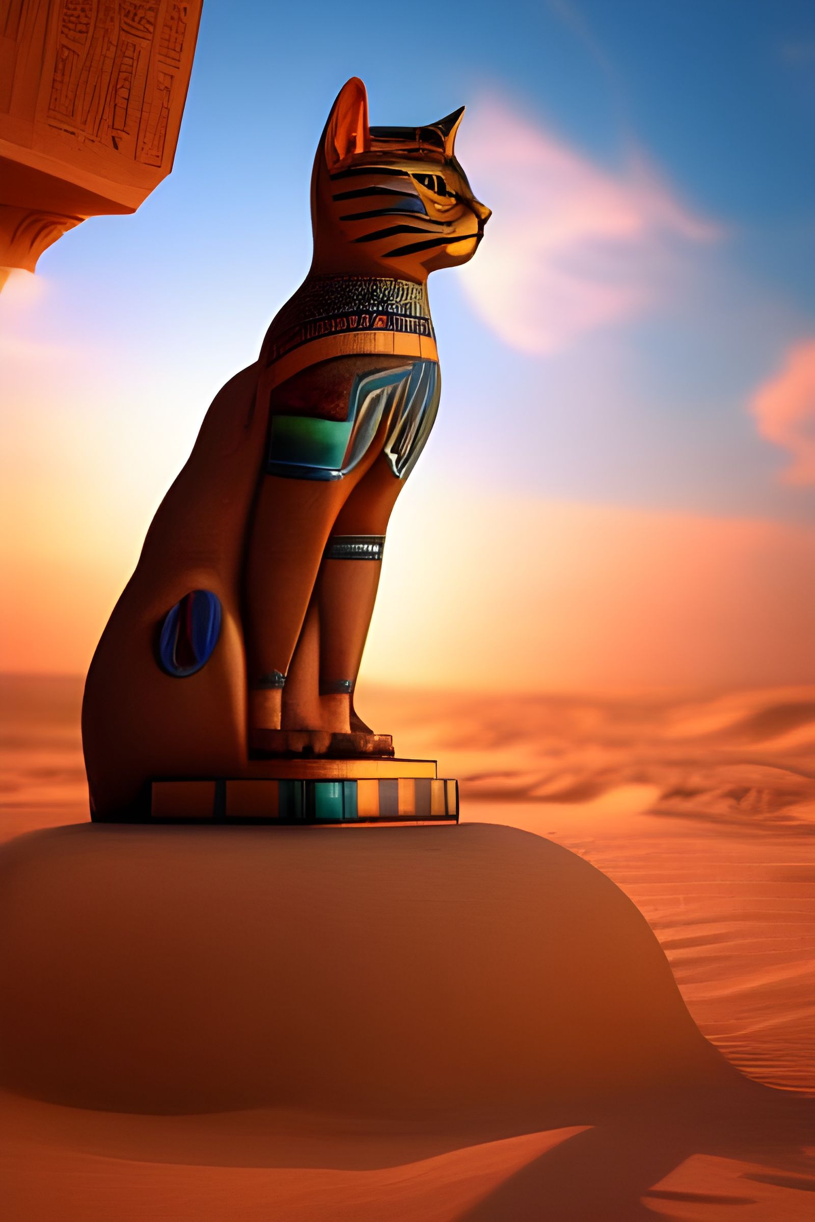 Egyptian Cat Goddess Bast in Photorealistic Render