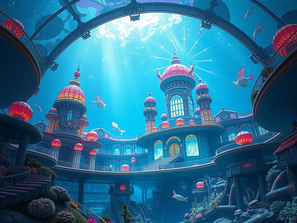 Solarpunk Underwater City Radiates Harmony and Wonder