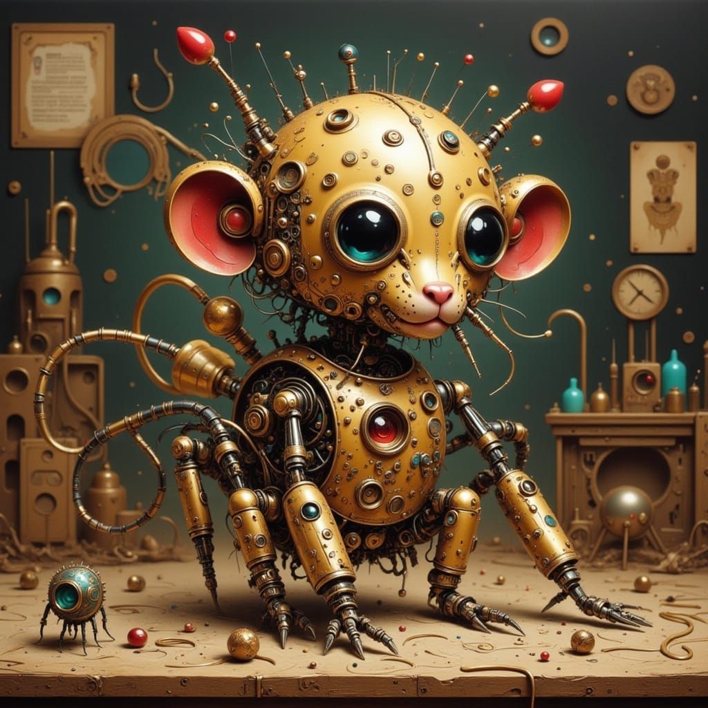 Brass Robo-Monkey in the Toymaker's Workshop