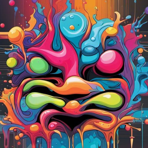 Graffiti Letter C in a Polychromatic Melting Style