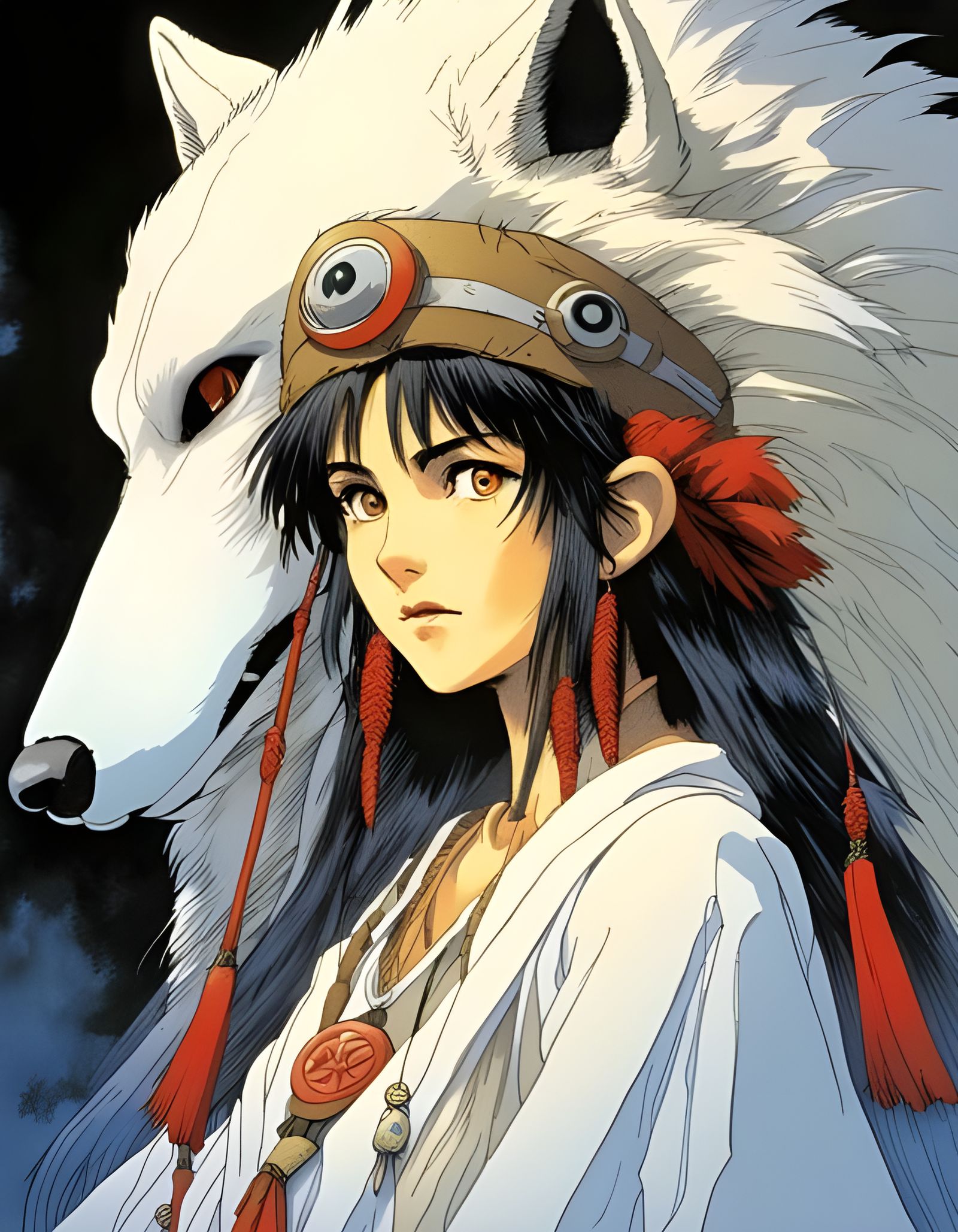 Princess Mononoke Portrait in Amano Style