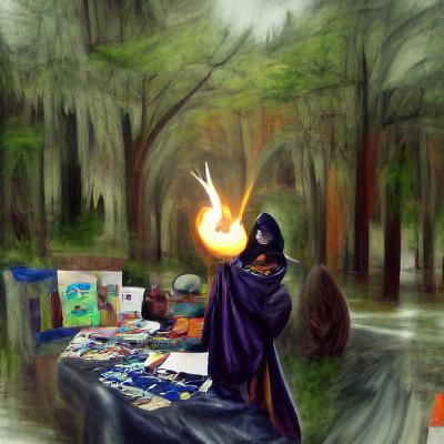 Hooded Fire Wizard Casting Fireball Spell