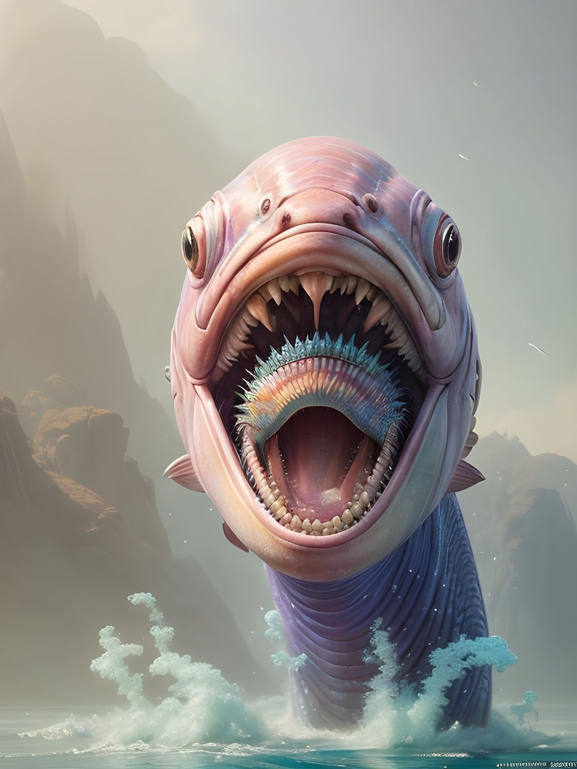 Colorful Alien Fish in Hyperreal Ukiyo-e Style