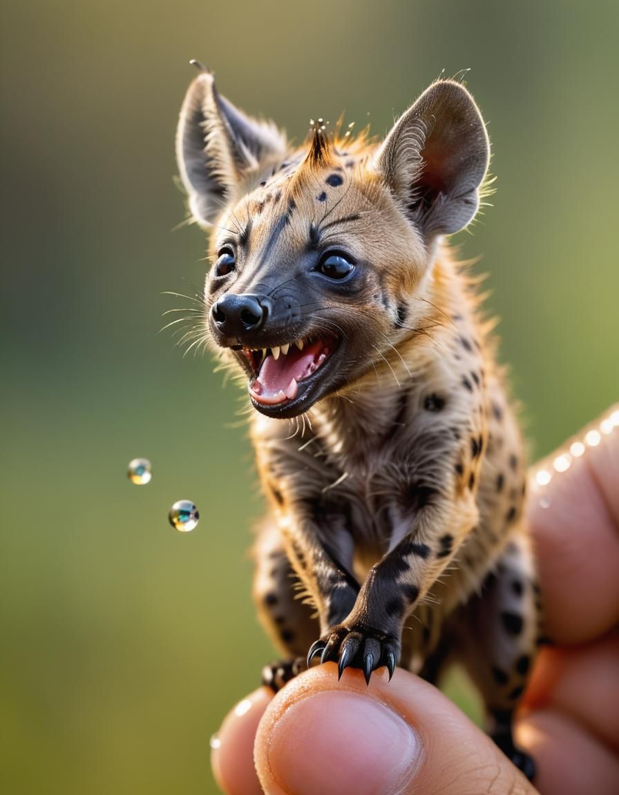 Miniature Hyena's Hilarious Dance: A Macro Photograph