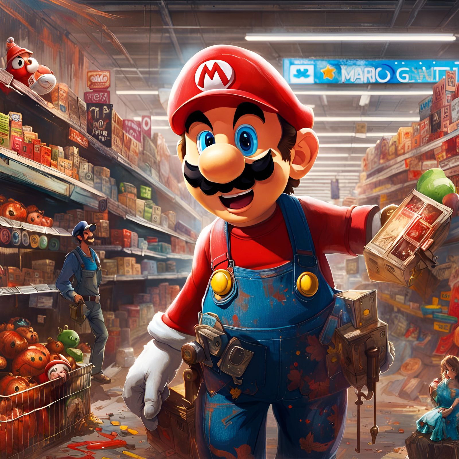 Mario Portrait at Walmart in CGSociety Style