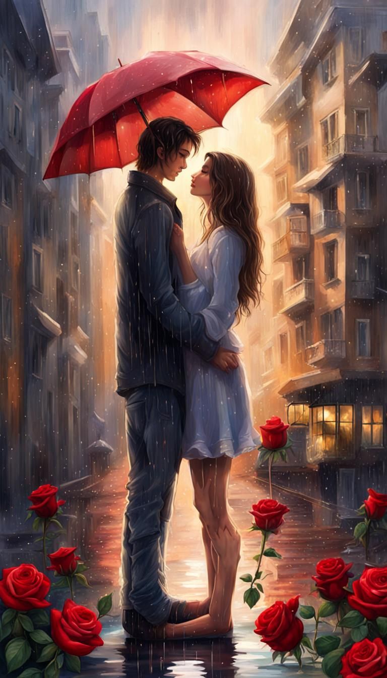 Deep Love: Girl and Boyfriend in Romantic Scene