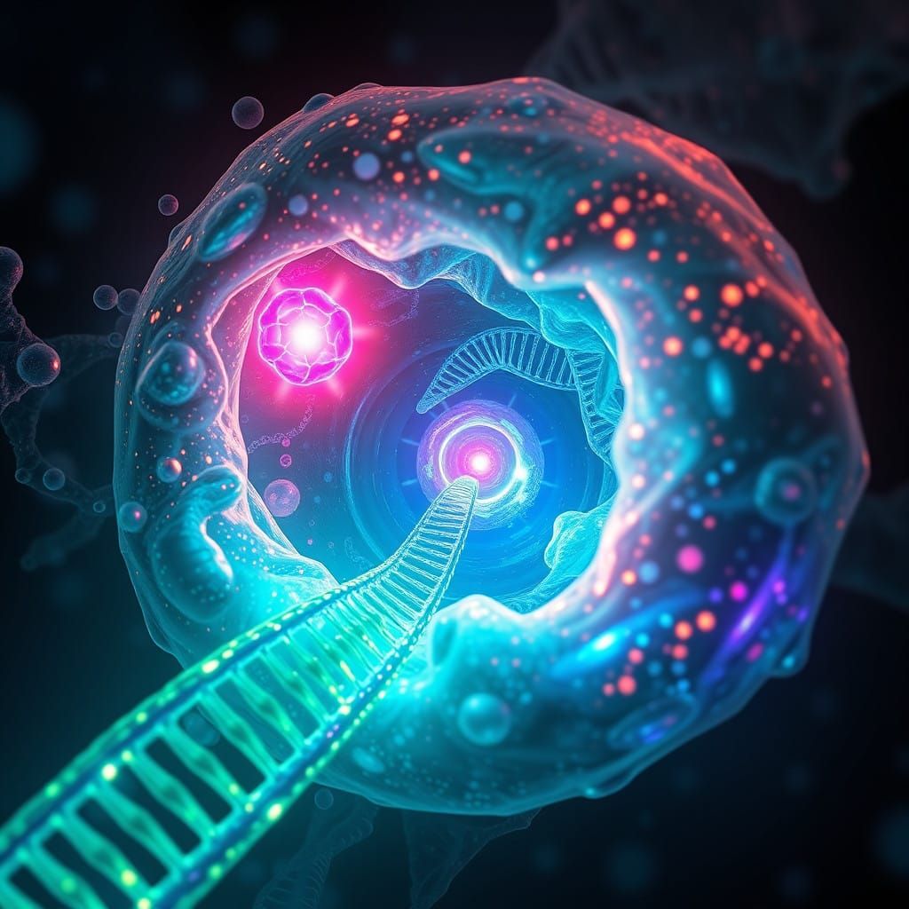 Glowing Cell Nucleus with DNA Methylation, Histone Modificat...