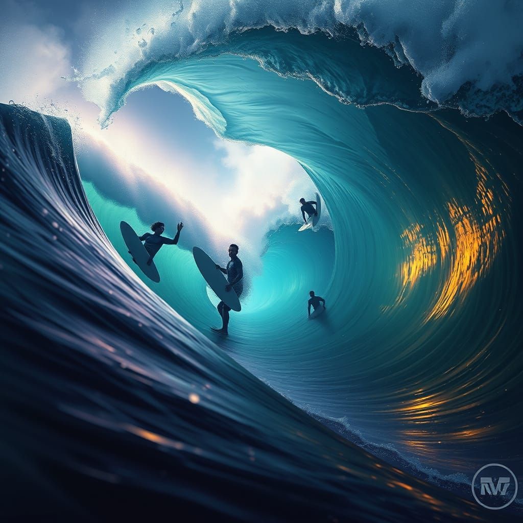 Surreal Surfing: Bending Reality on Giant Waves