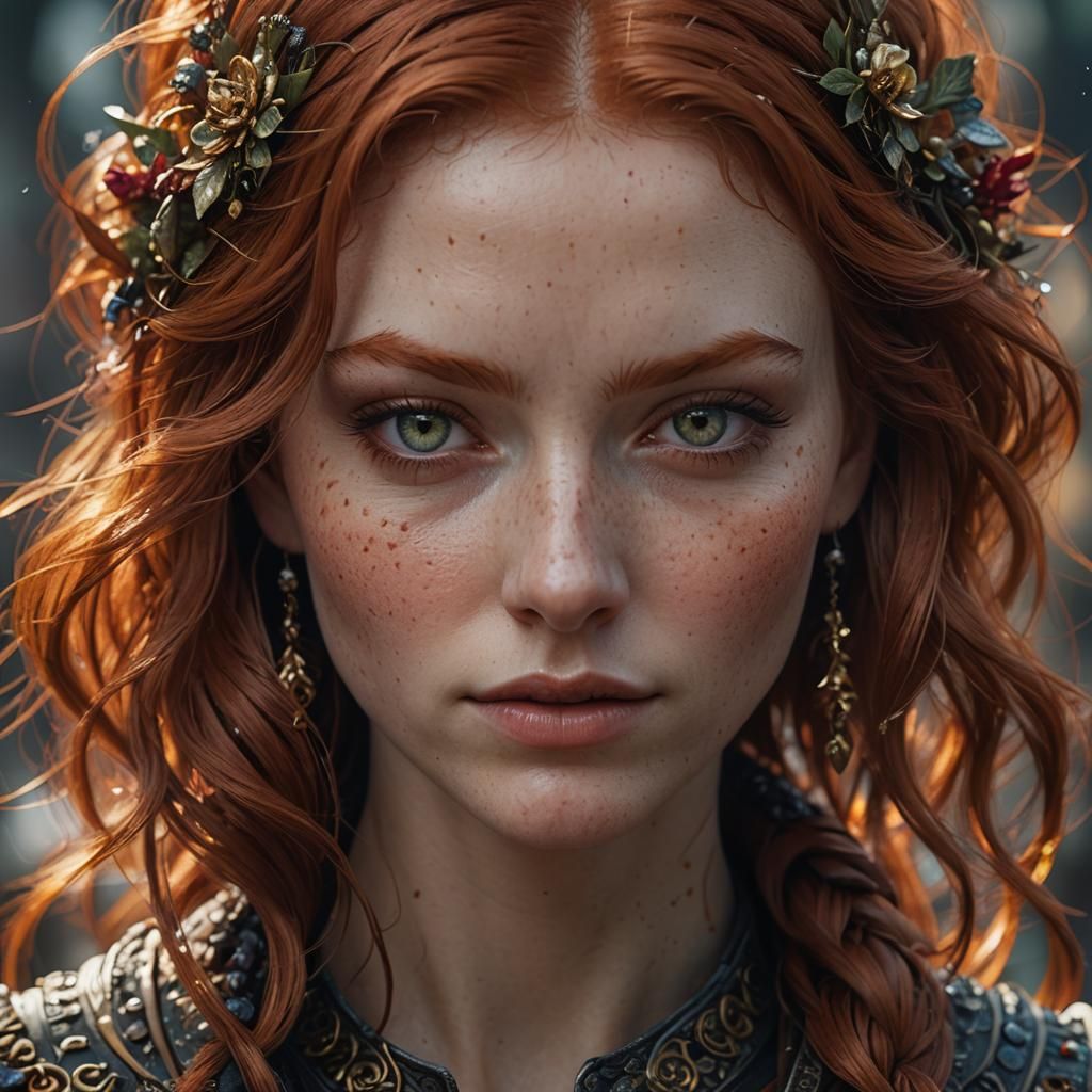 Hyper-Realistic Portrait of a Redhead Woman