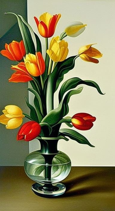 Flemish Still Life: Tulips and Narcissus in Crystal Vase