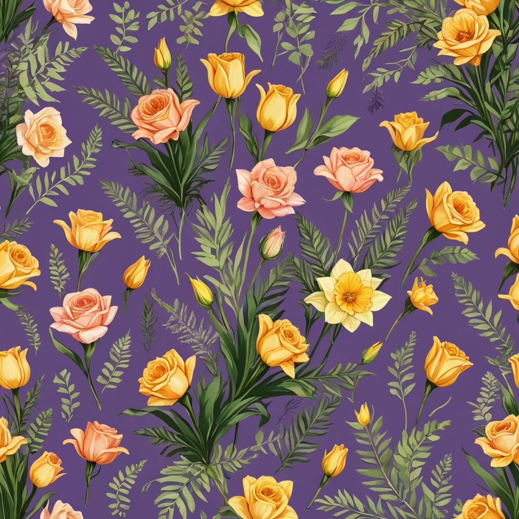 Floral Bouquet: Abstract Art with Complementary Colors