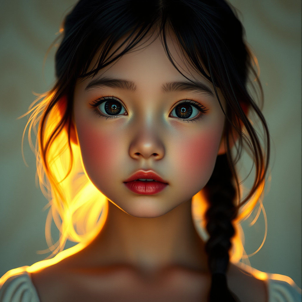 Expressive Young Girl with Childlike Innocence