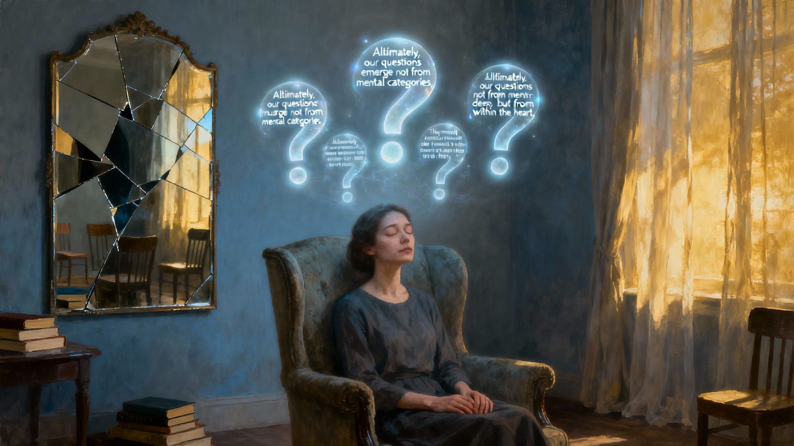 Metaphysical Surrealism Masterpiece: Heartfelt Questions Eme...