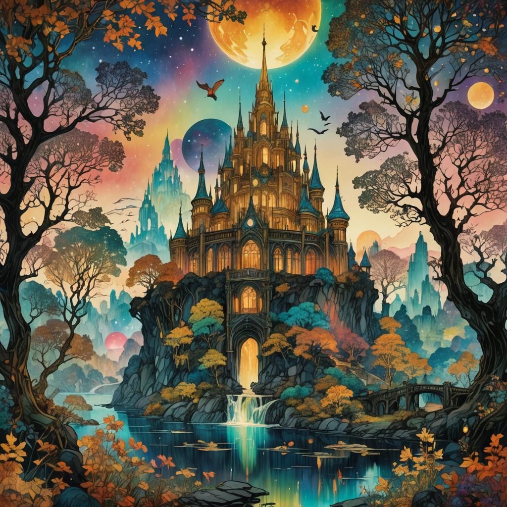 Golden Crystal Palace in Ancient Fantasy Style