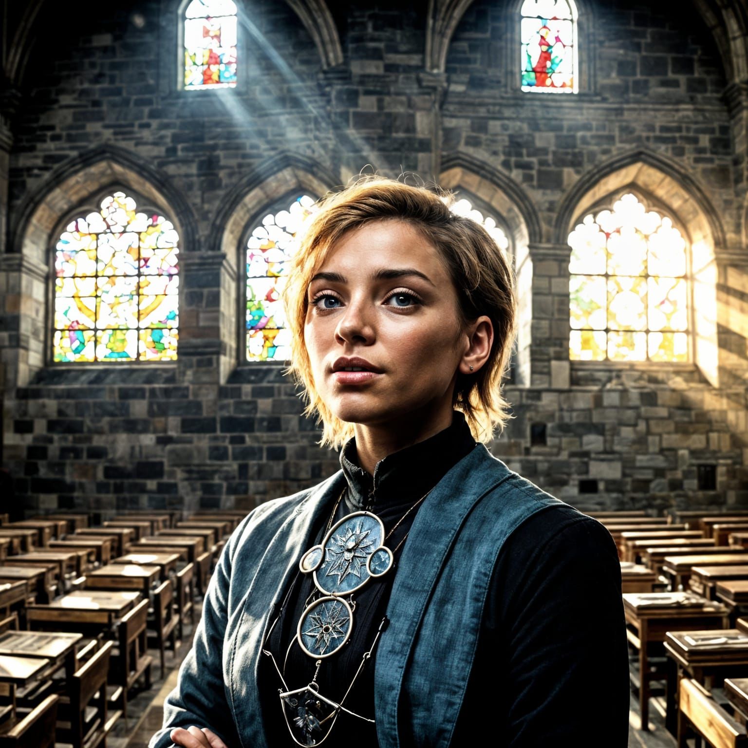 Cinematic Lecture Hall With Person