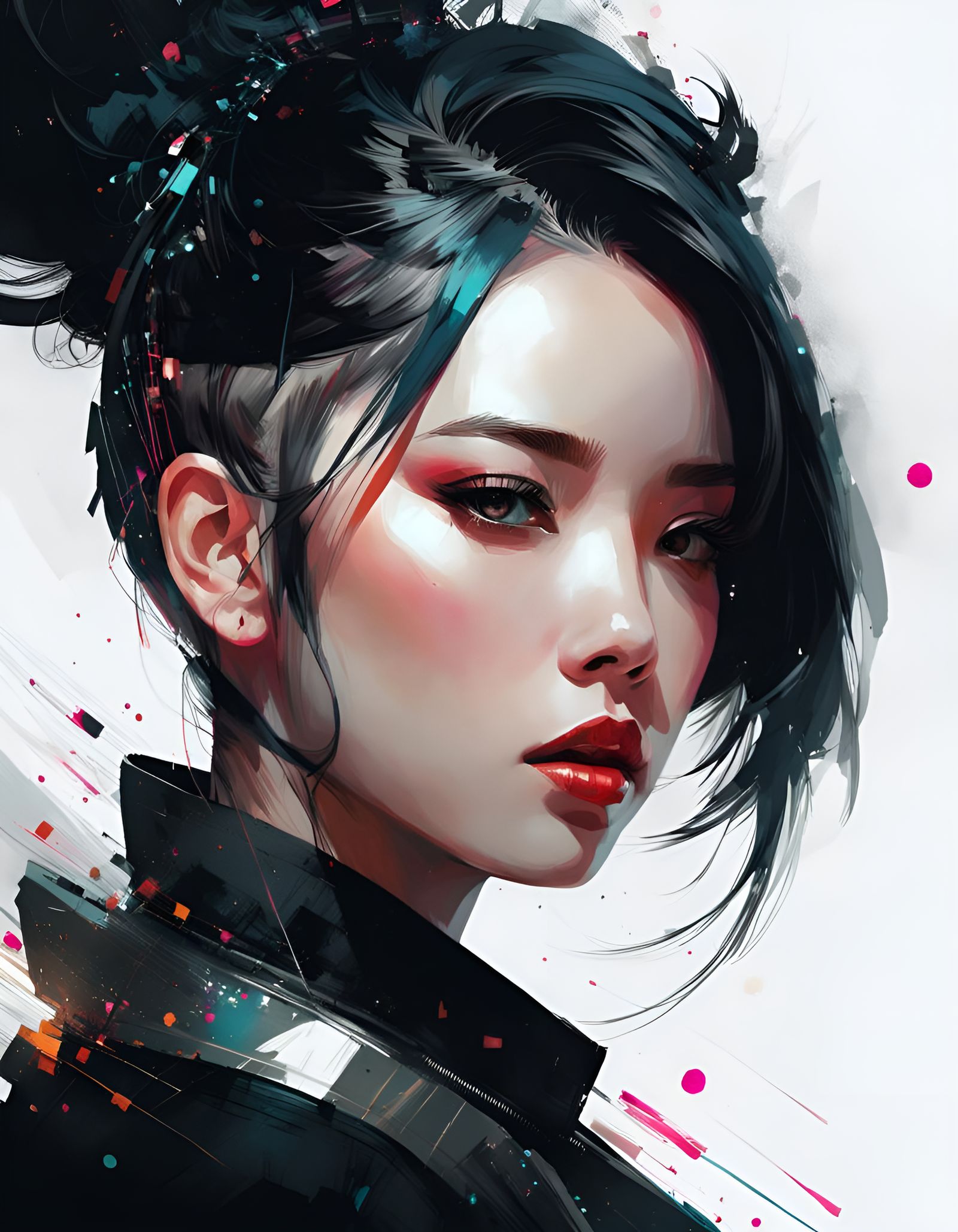 Striking Digital Portrait with Sparkling Accents
