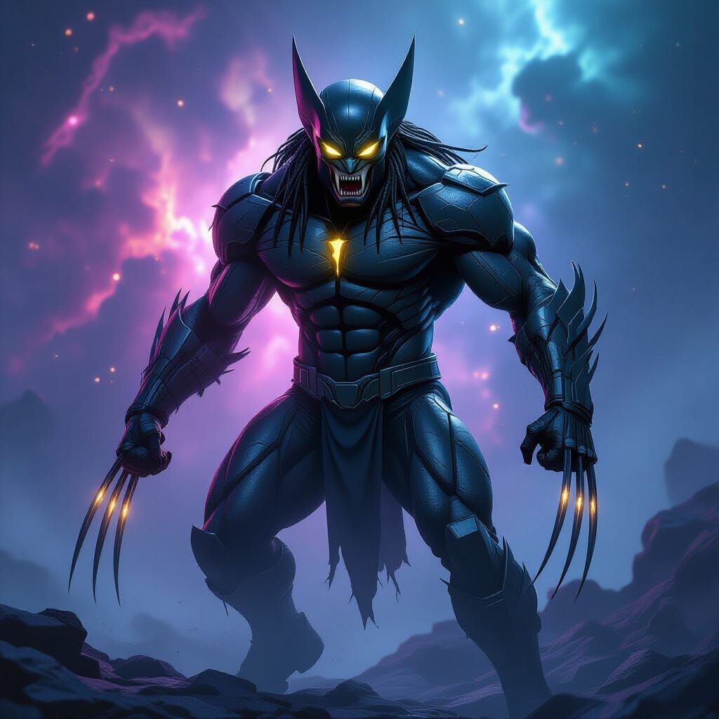 Wolverine Alien Hybrid with Metallic Skeleton