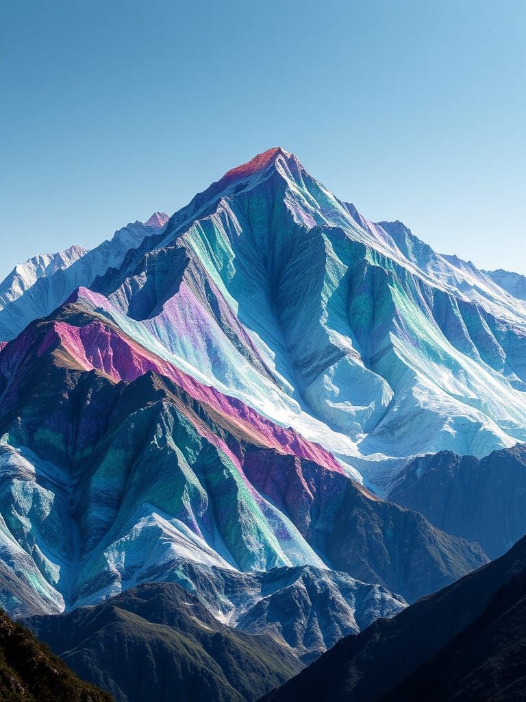 Amethyst and Emerald Crystal Mountains in Luminescent Glory