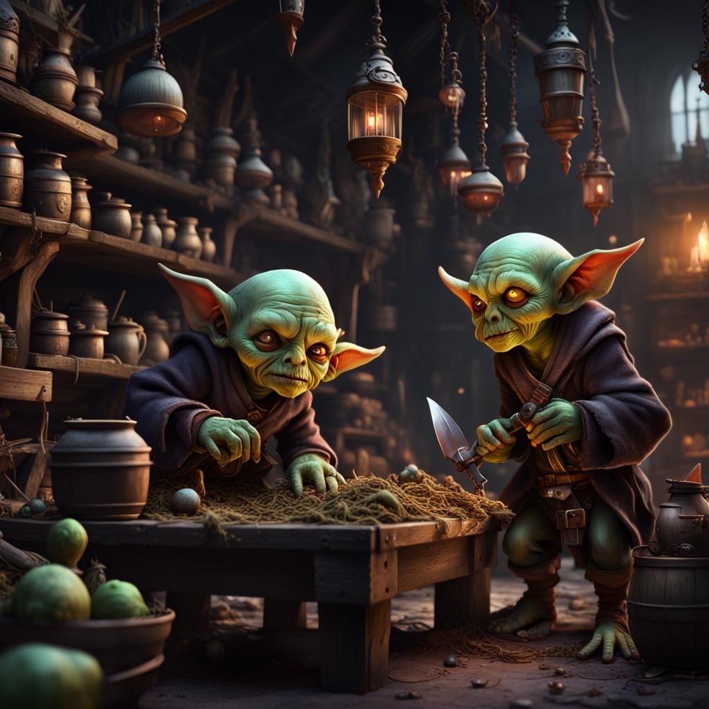 Goblin Merchants in Dark Fantasy Black Market
