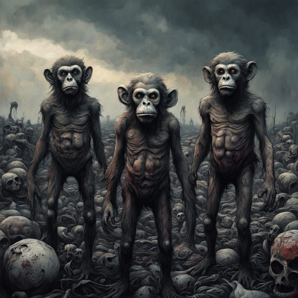 Grotesque Zombie Clowns Play in Garbage at the Landfill in C...