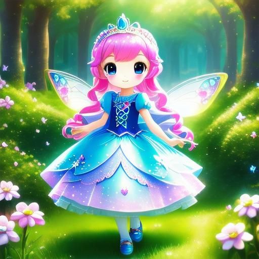 Chibi Fairy Princess Concept Art in Pixar Style