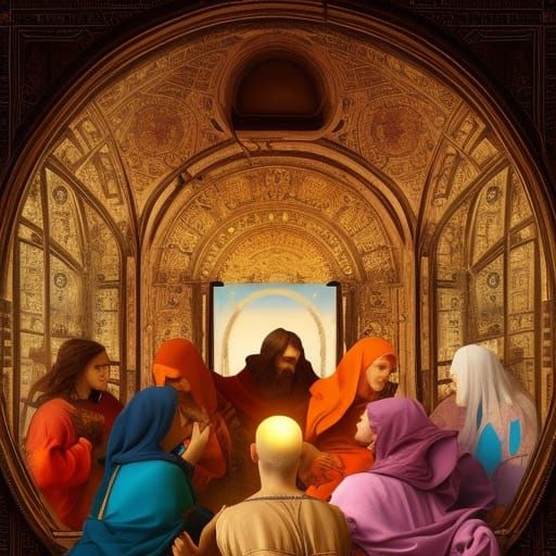 Renaissance Annunciation Painting in Leonardo da Vinci Style