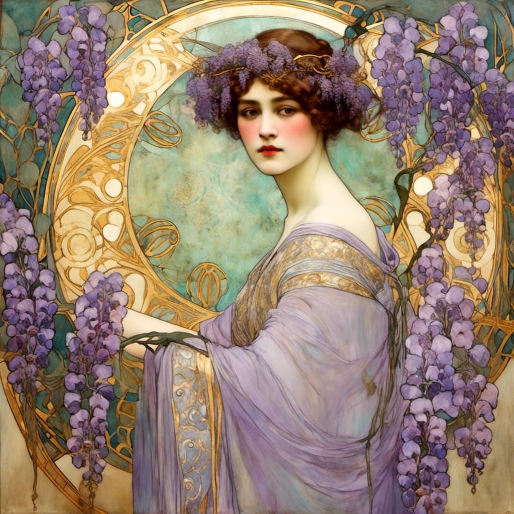 Sumptuous Wisteria in Art Nouveau Style