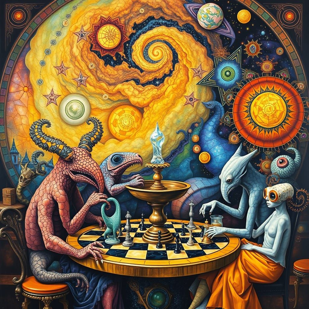 Psychedelic Galaxy Cafe in Hieronymus Bosch Style
