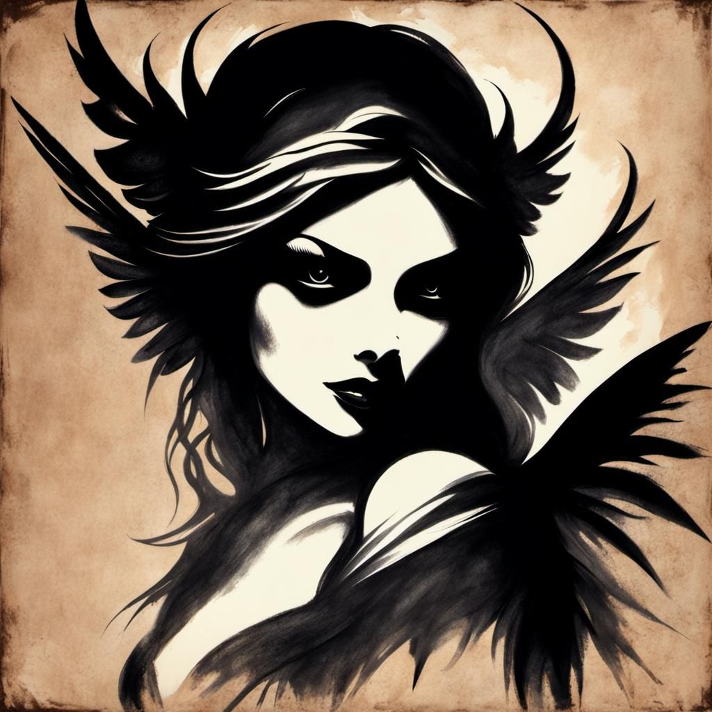 Sinister Fairy Woman: A Charcoal Horror Drawing