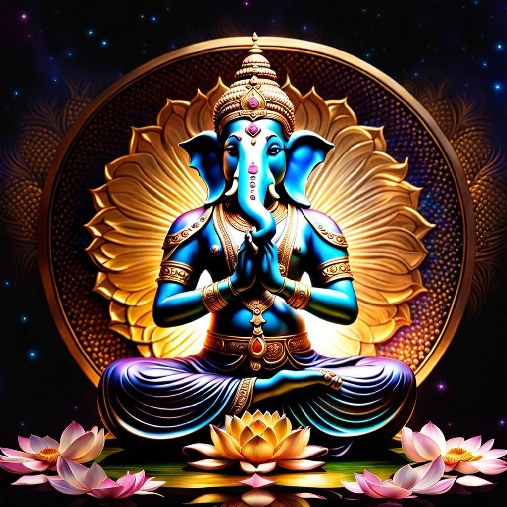 Ganesha's Art Nouveau Triumph Over Evil