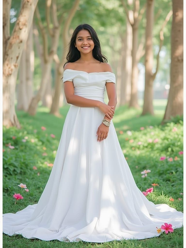 Sri Lankan Girl in Traditional Osariya Attire