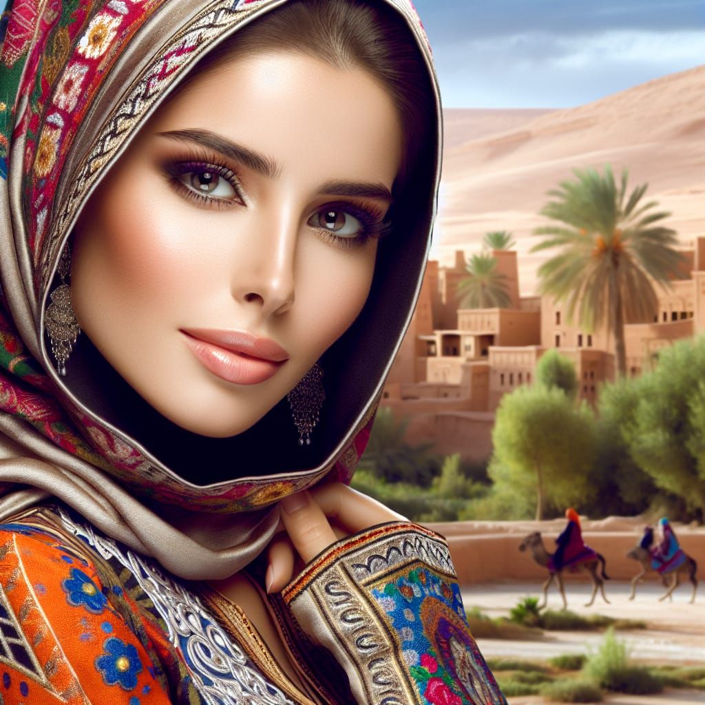 Beautiful Moroccan Woman in Traditional Dress
