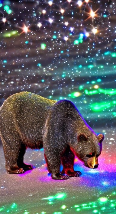 Sparkling dew iridescent deep obsidian Bear Opalescent Dichr...