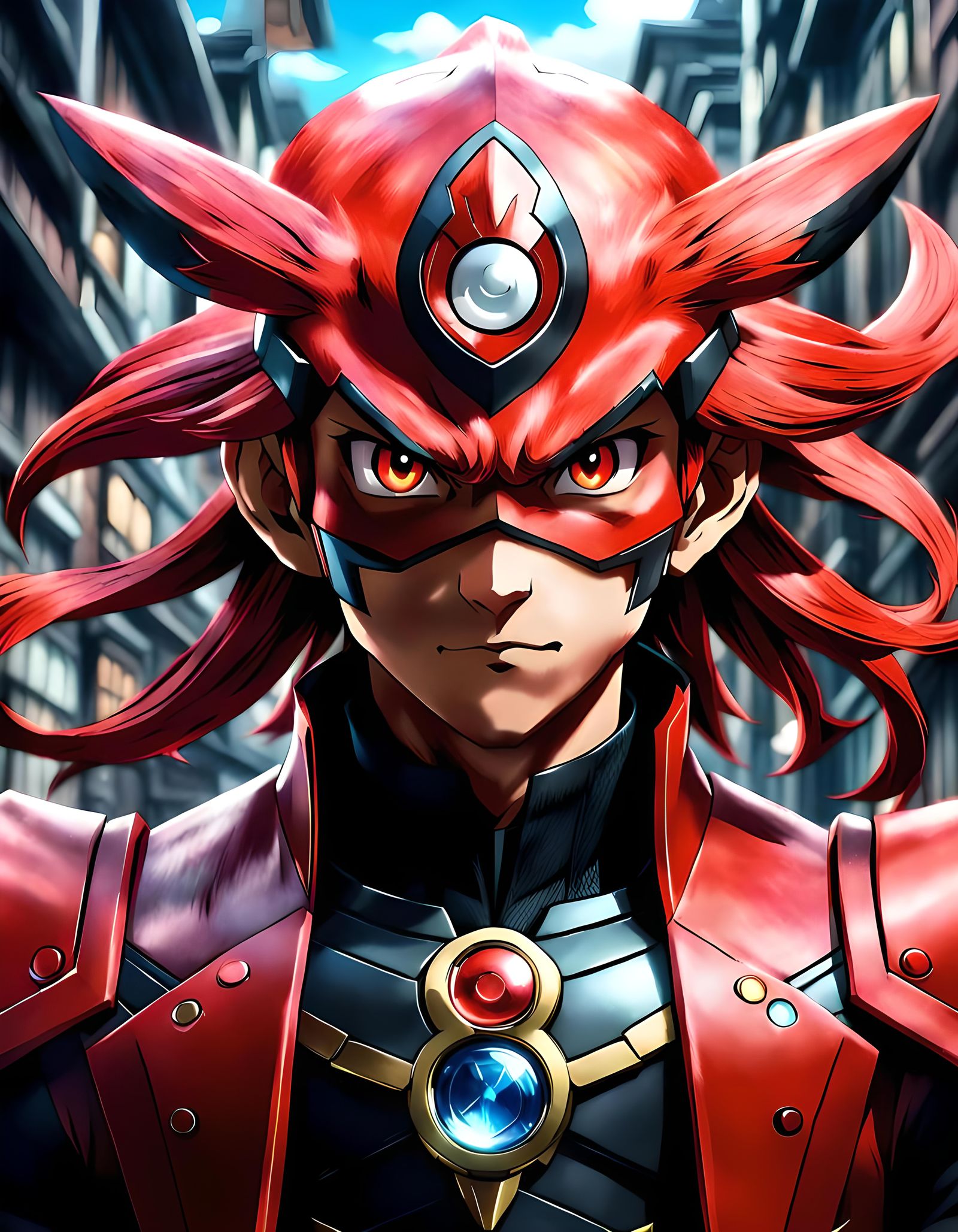 Epic Anime Portrait of a Red Character