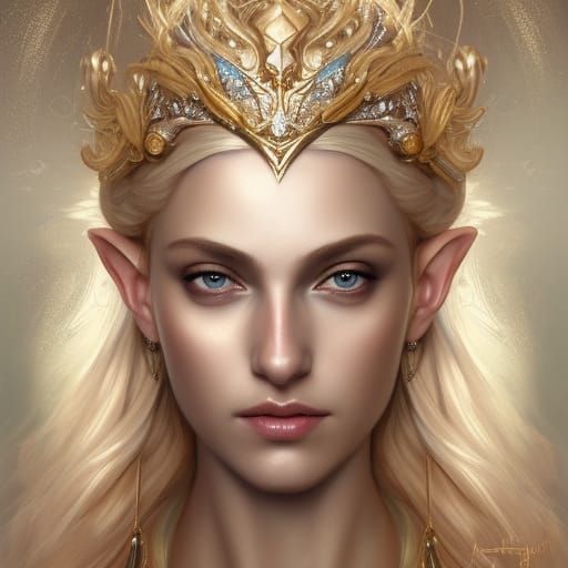 Elven Queen Portrait in Hyperdetailed Style