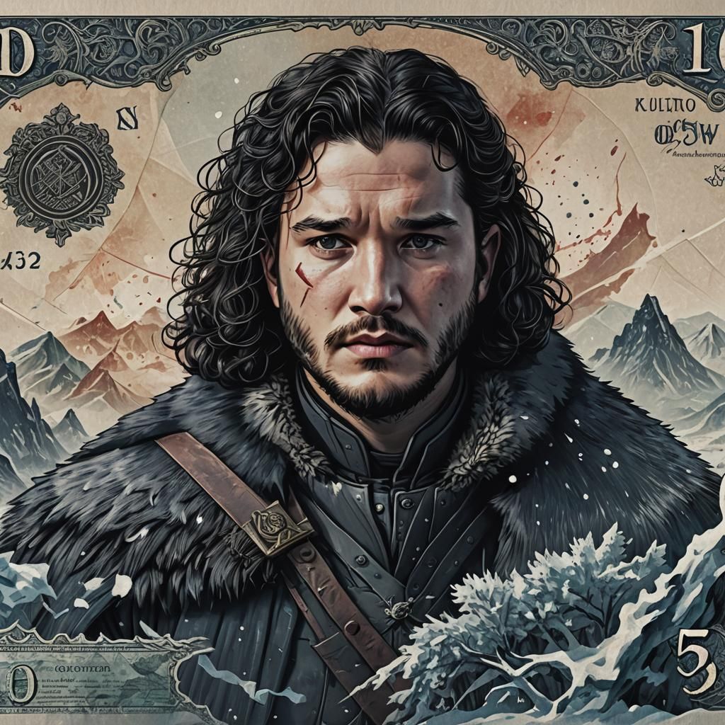 Jon Snow Art Banknote: Detailed Matte Painting
