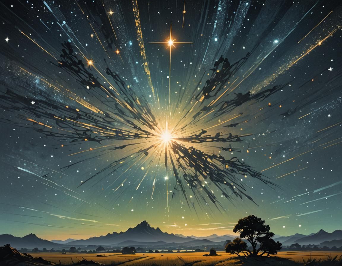 Glowing Star Cluster Over Dark Horizon