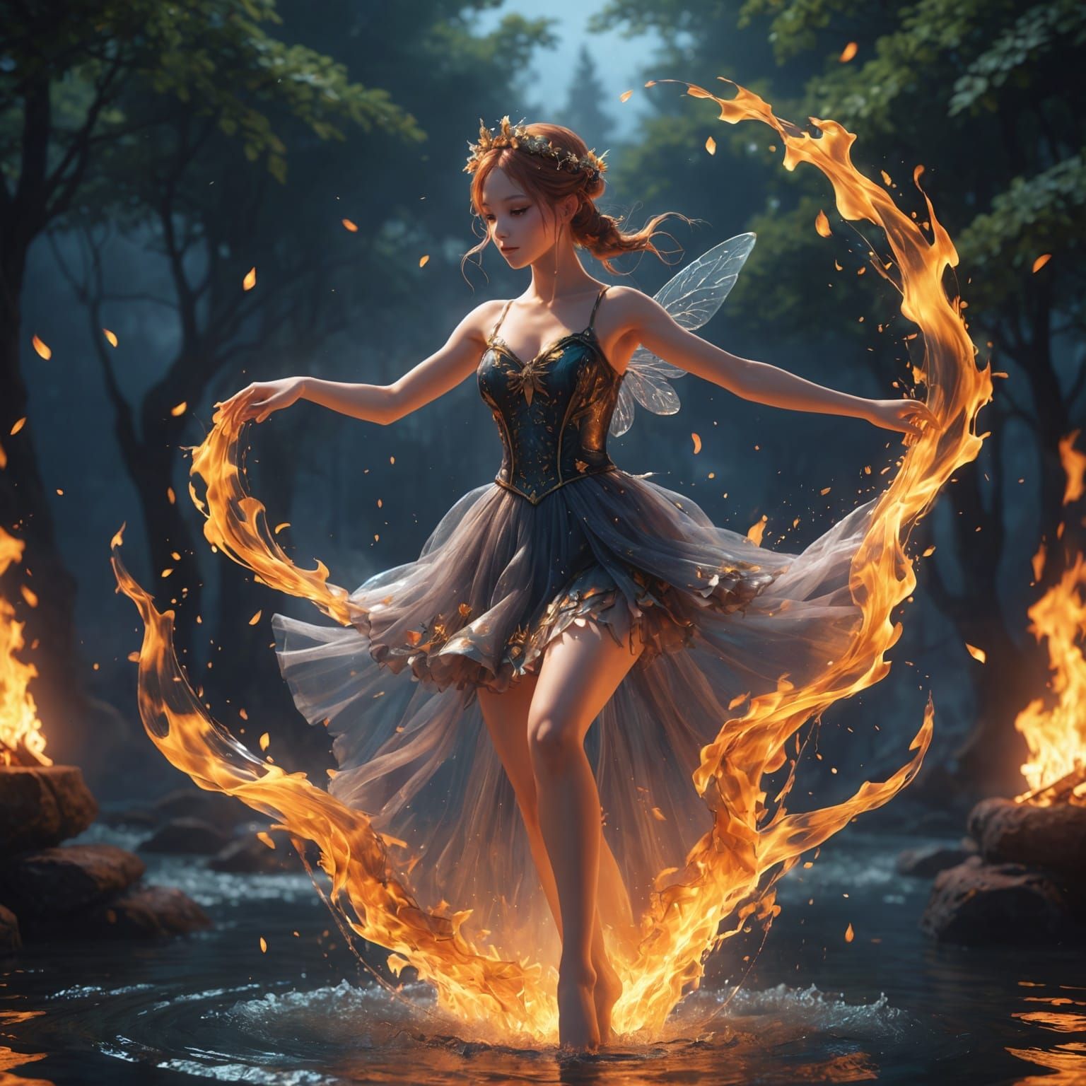 Fire Tulle Fairy Dance