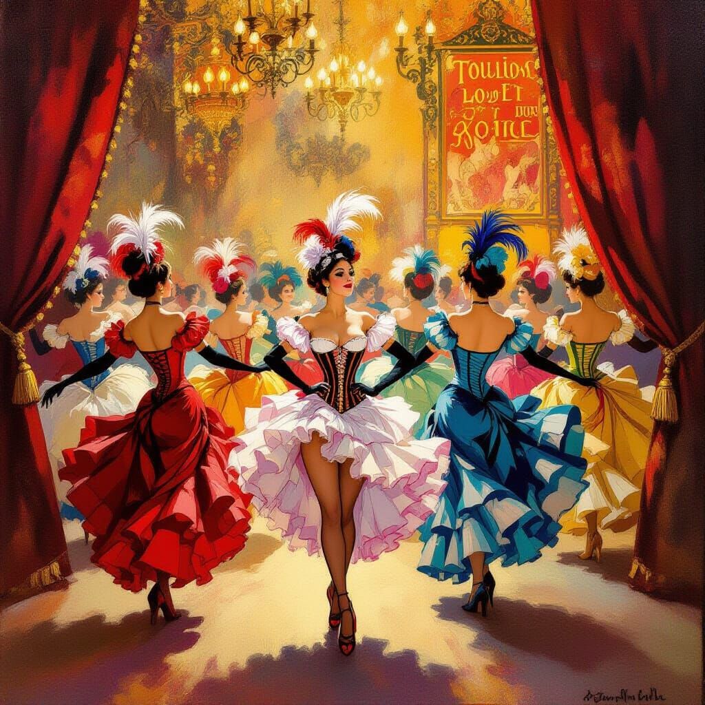 Moulin Rouge Cabaret Scene in 19th-Century Style
